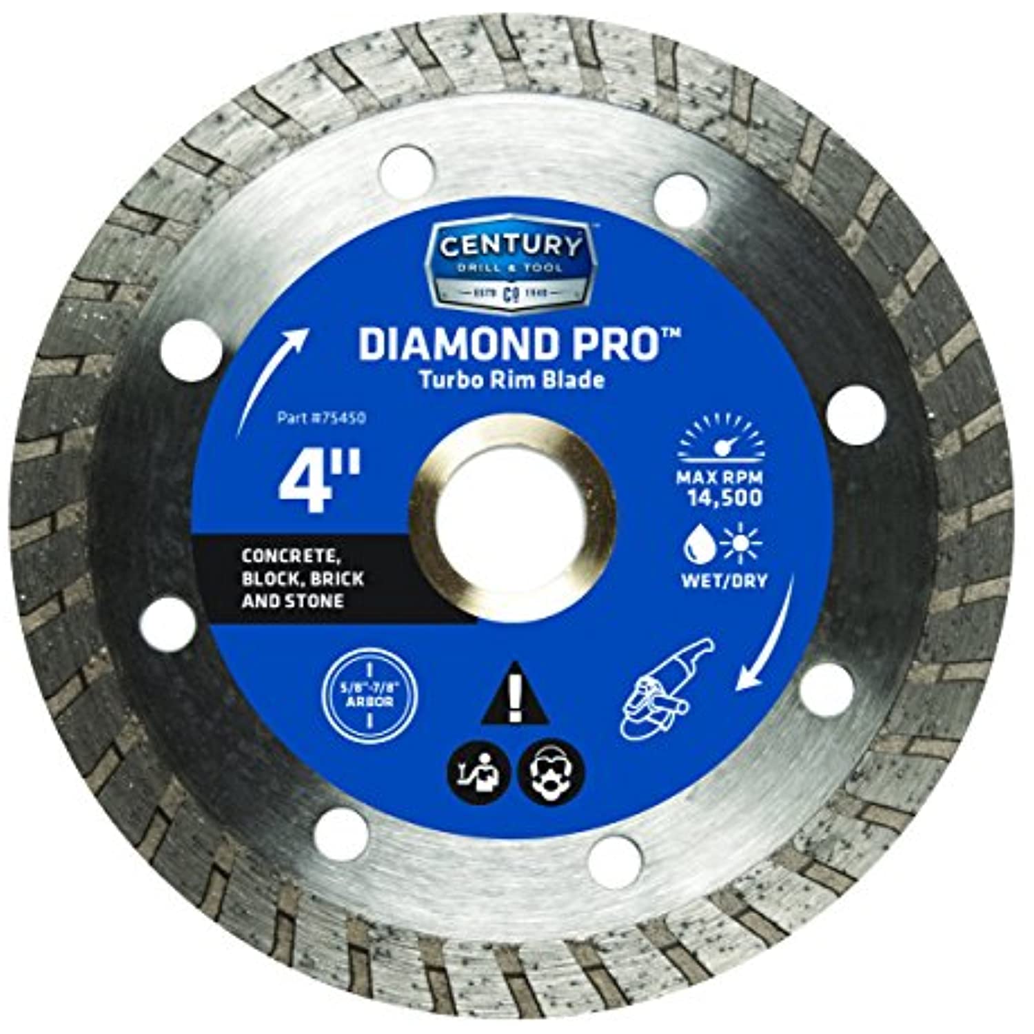 Century Drill & Tool 4 in. D Diamond Turbo Diamond Saw Blade 75450