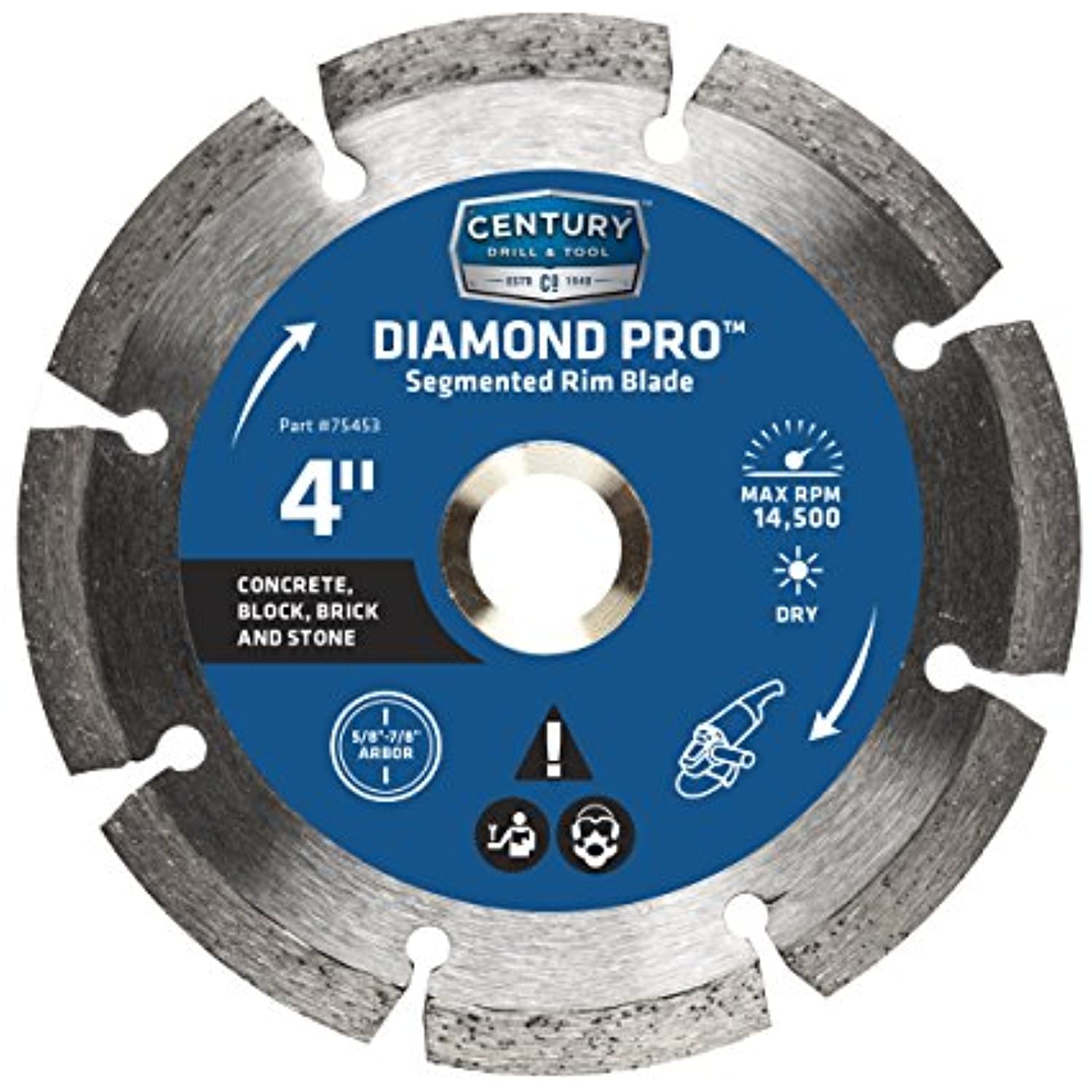 Century Drill & Tool 4" Diamond Segmented Rim Diamond Saw Blade 75453