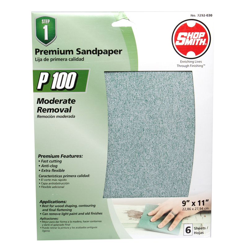 Shopsmith 11 in. L X 9 in. W 100 Grit Aluminum Oxide Sandpaper 6-Pack