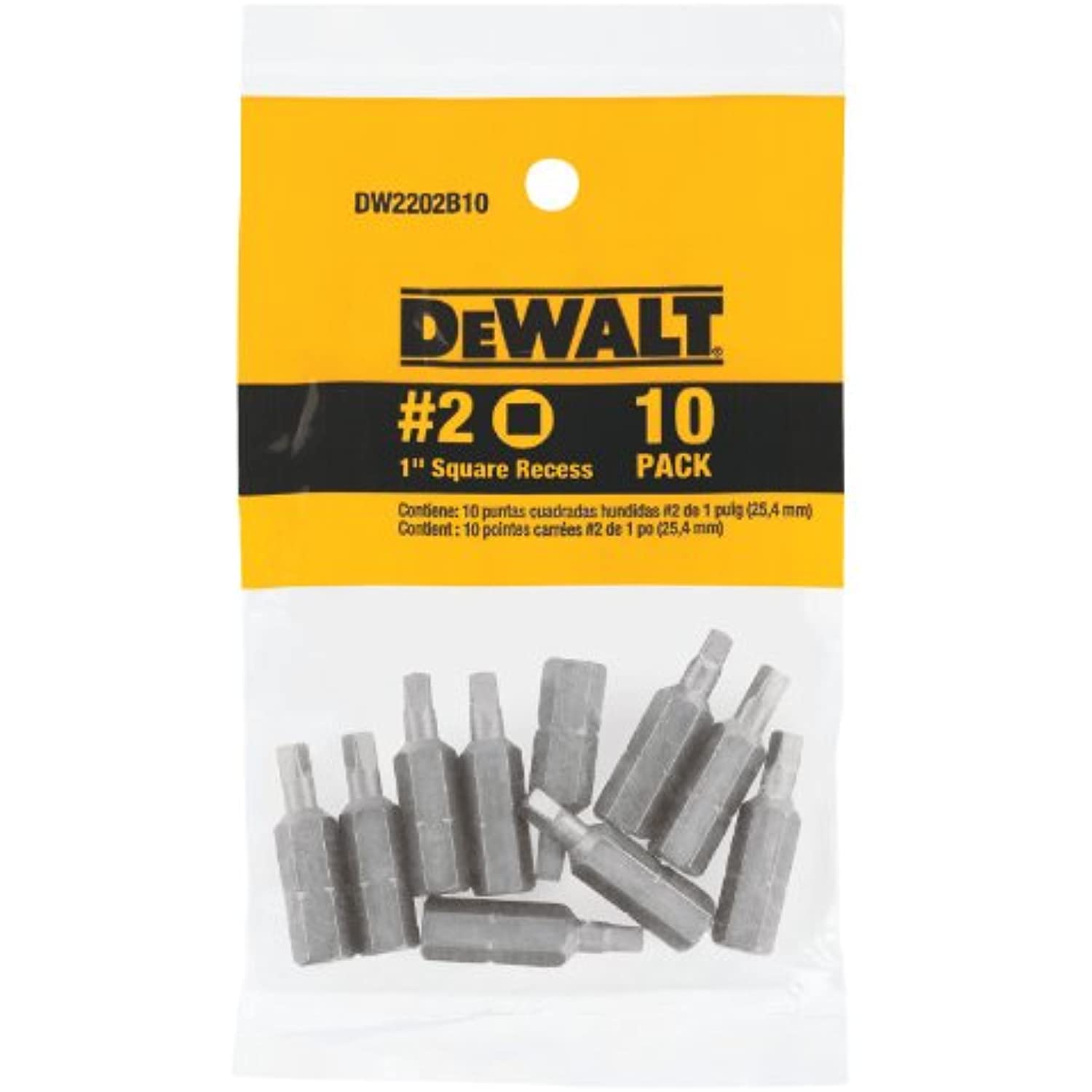 DEWALT #2 Square Recess 1-Inch Bit Tip DW2202B10 (10-Pack)
