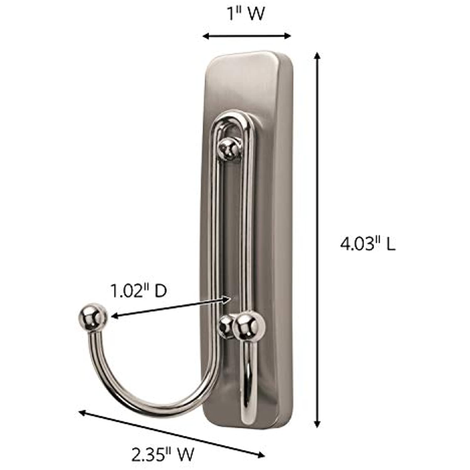 3M Command 2 in. L Brushed Nickel Metal Large Double Hook 4 lb. - Image 2