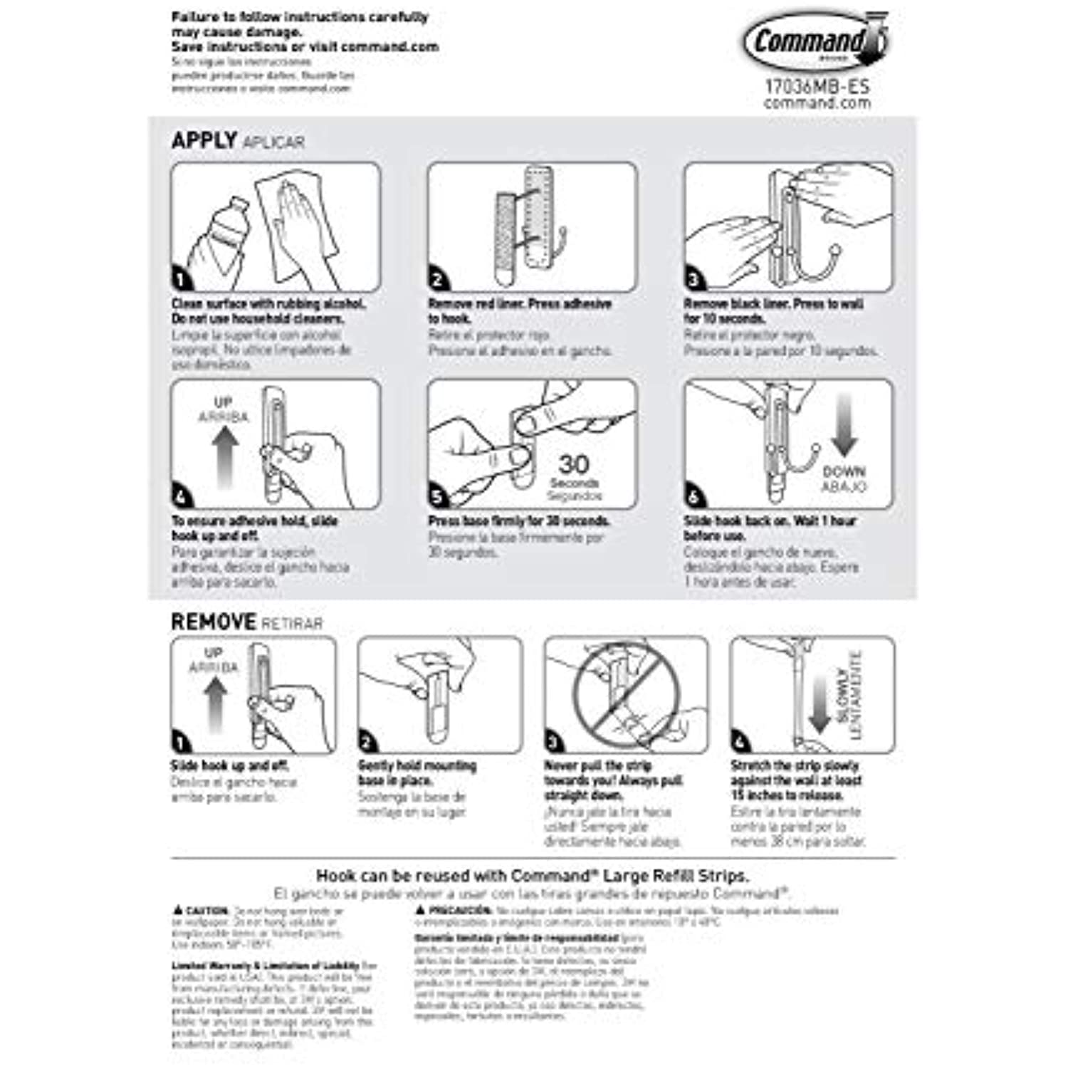 3M Command 2 in. L Brushed Nickel Metal Large Double Hook 4 lb. - Image 7