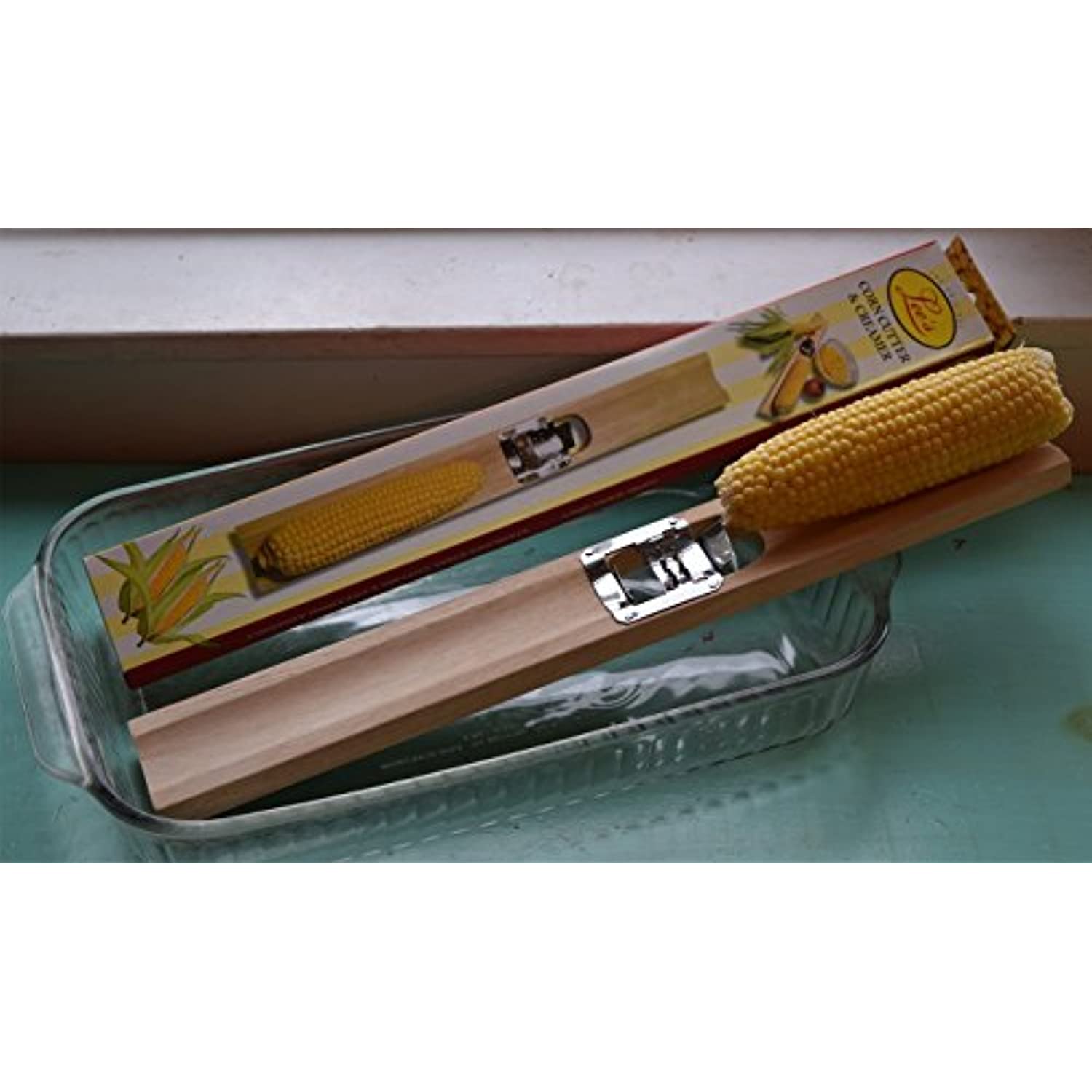 Lee's MFG Stainless Steel/Wood Corn Cutter - Image 2